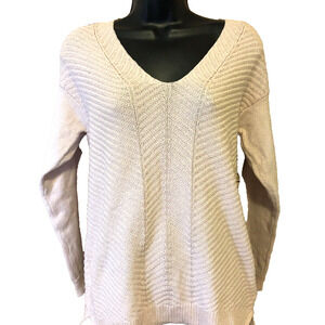 Chaps sweater Womens Size Small Light Pink Pullover Winter Oversized V-neck